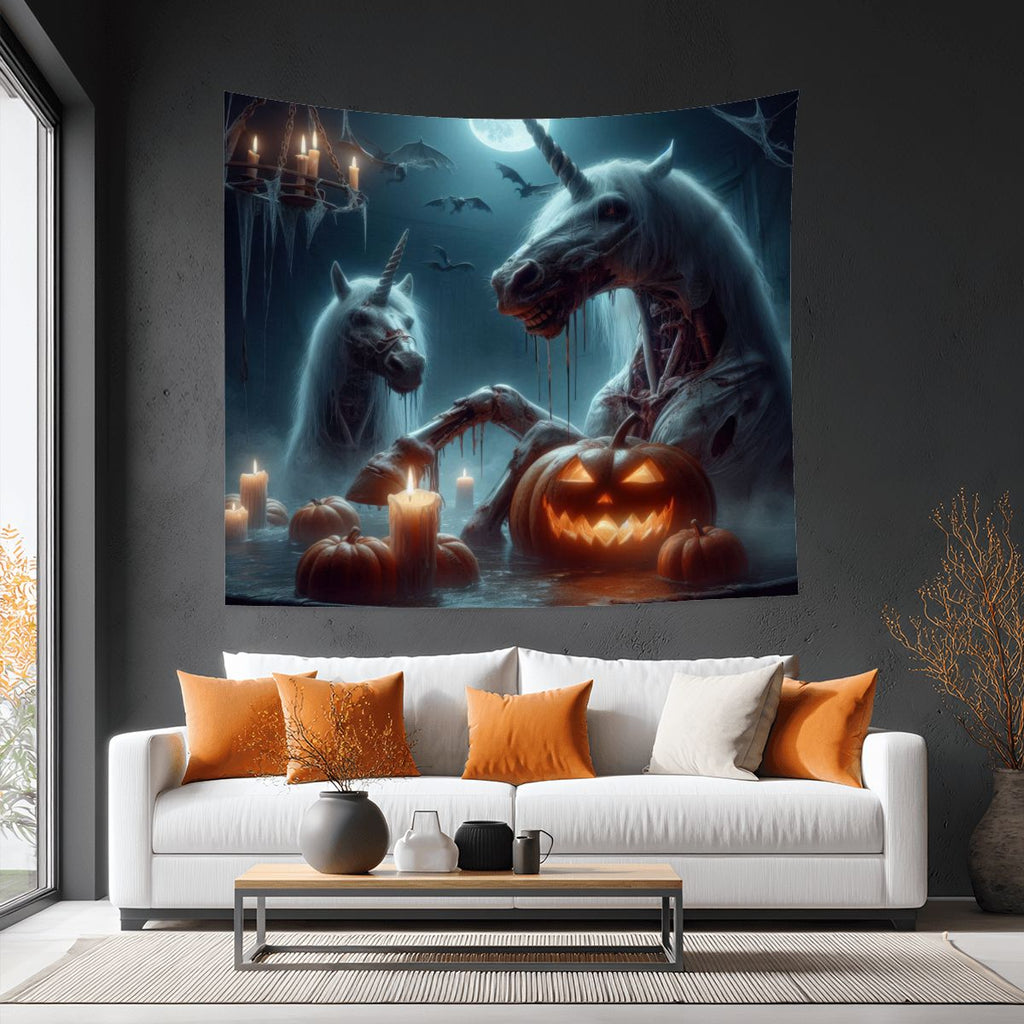 Halloween Zombie Unicorns Lightweight Wall Tapestry (Fabric Wall Hanging - USA) - Gregg Acini Adoree Designs - Wall Coverings