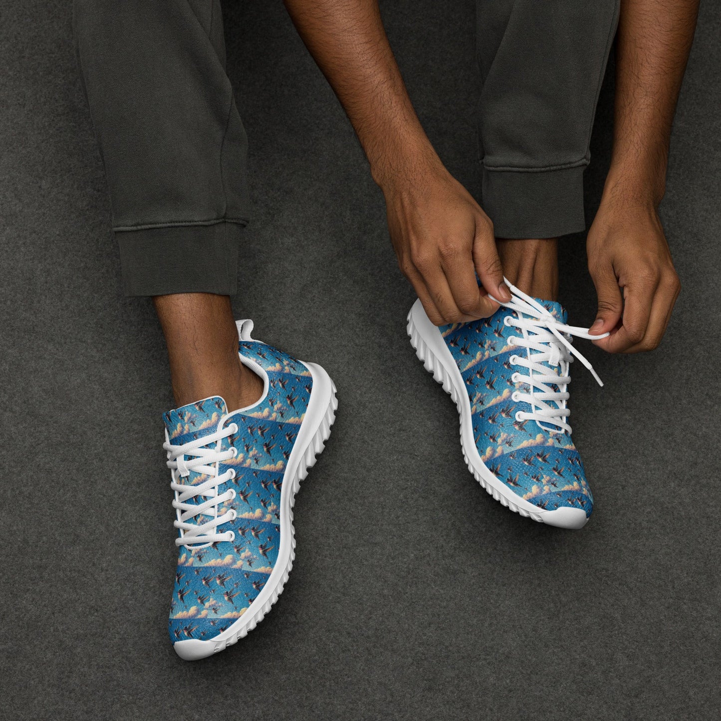 Hummingbird Flock Men’s athletic shoes by Gregg Acini Adoree Designs - Gregg Acini Adoree Designs - Shoes