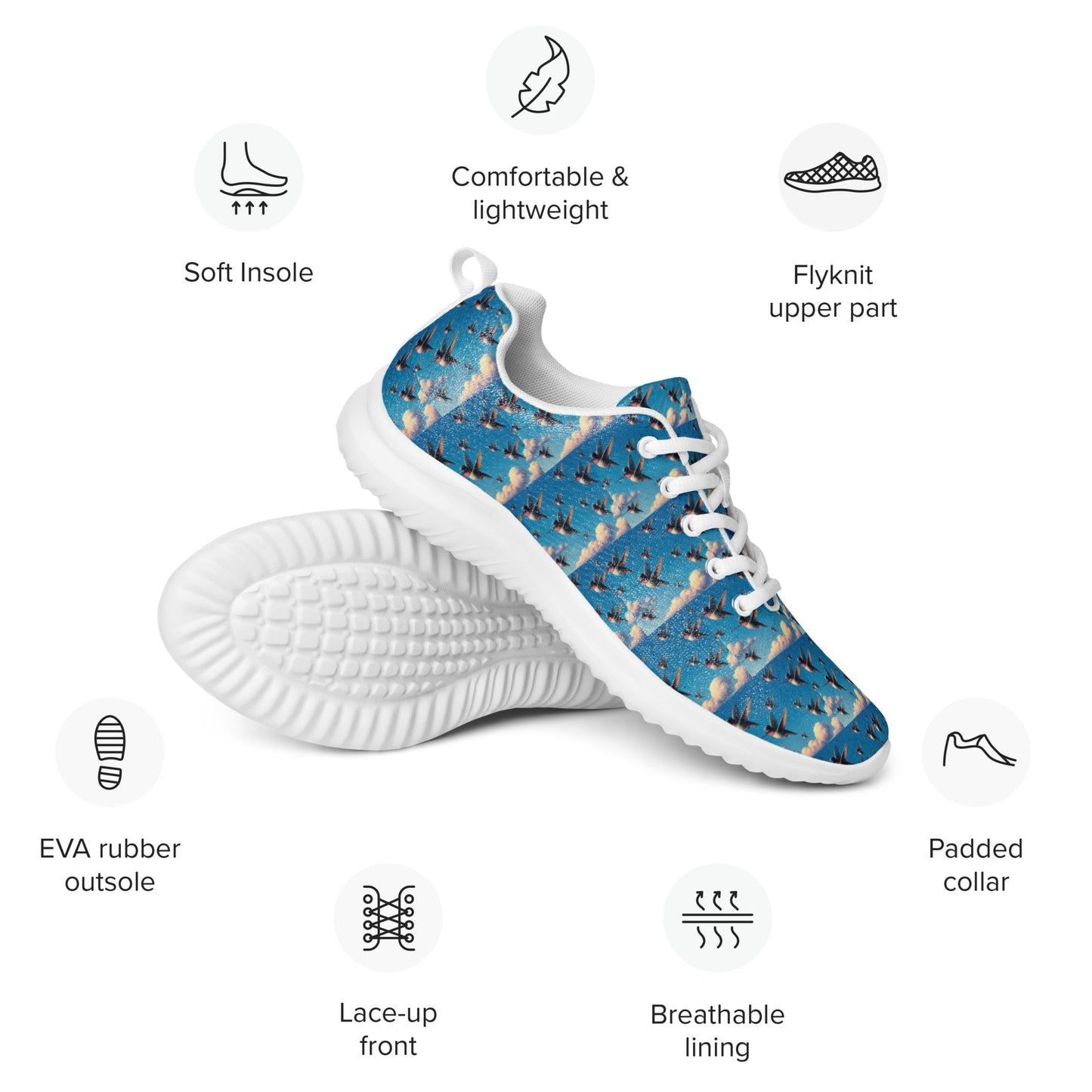 Hummingbird Flock Men’s athletic shoes by Gregg Acini Adoree Designs - Gregg Acini Adoree Designs - Shoes