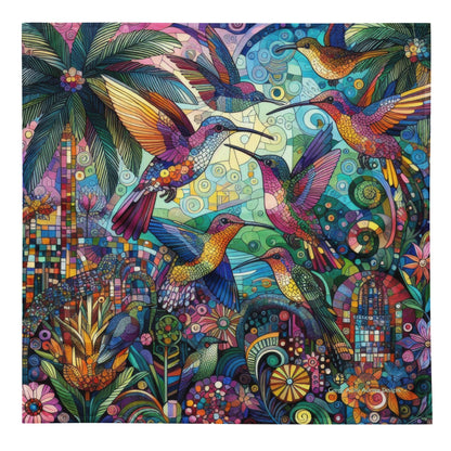 Hummingbird Kaleidoscope All - over print bandana - Gregg Acini Adoree Designs - 