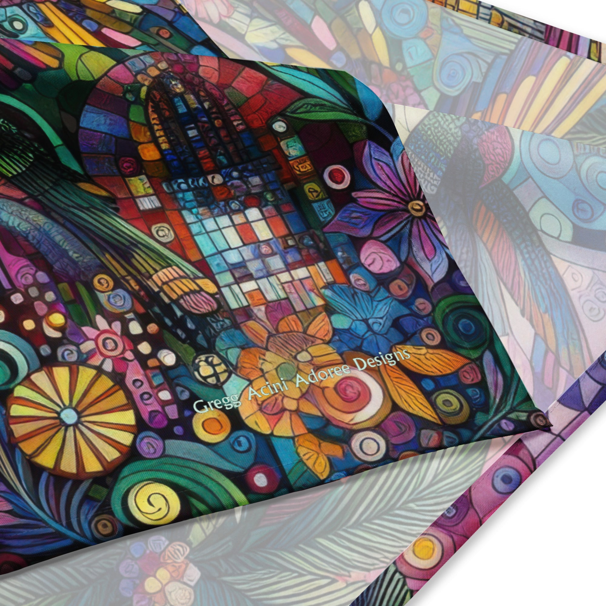 Hummingbird Kaleidoscope All - over print bandana - Gregg Acini Adoree Designs -