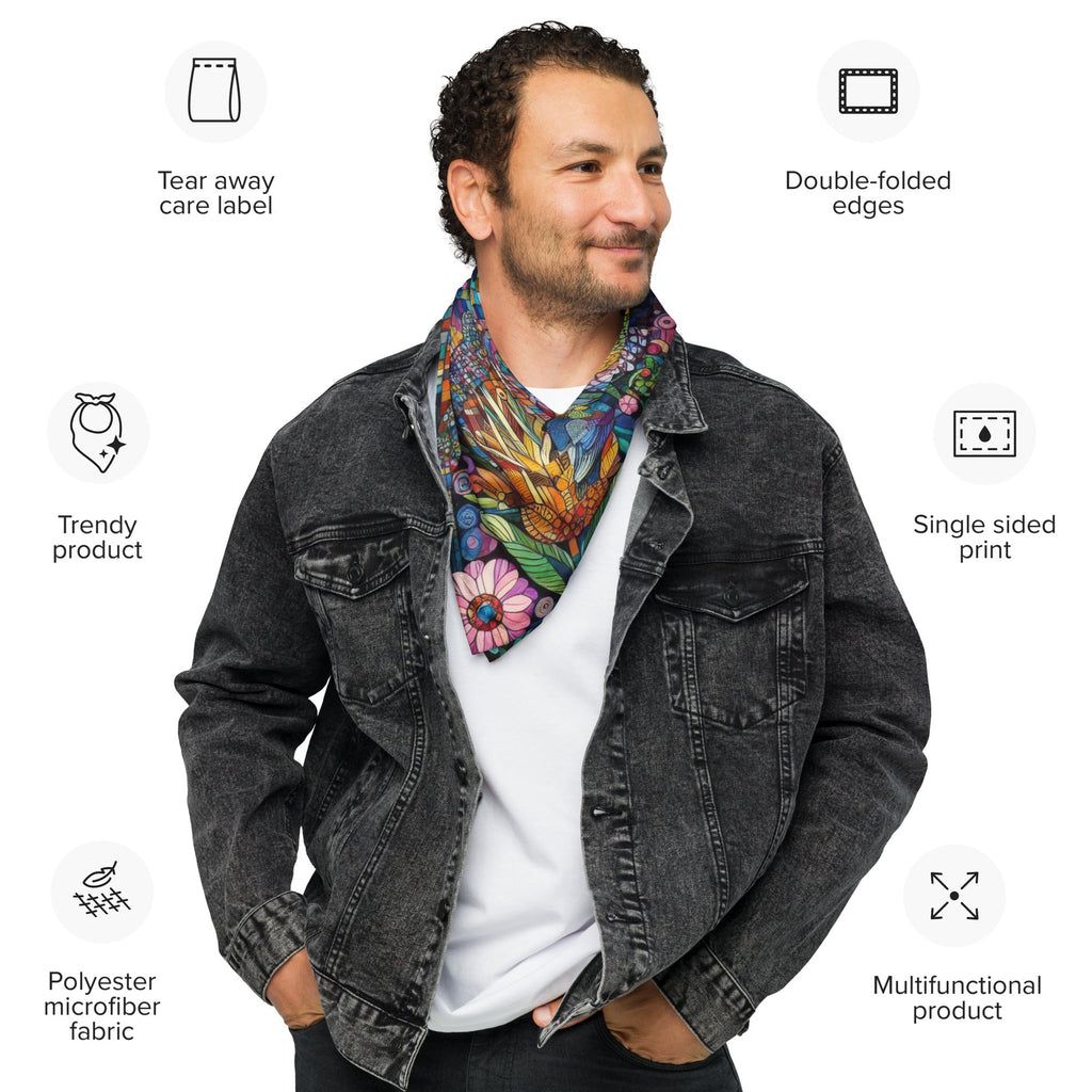 Hummingbird Kaleidoscope All - over print bandana - Gregg Acini Adoree Designs -