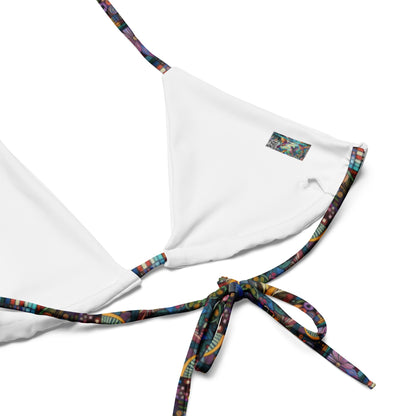 Hummingbird Kaleidoscope All - over print recycled string bikini - Gregg Acini Adoree Designs - Women's Swimwear