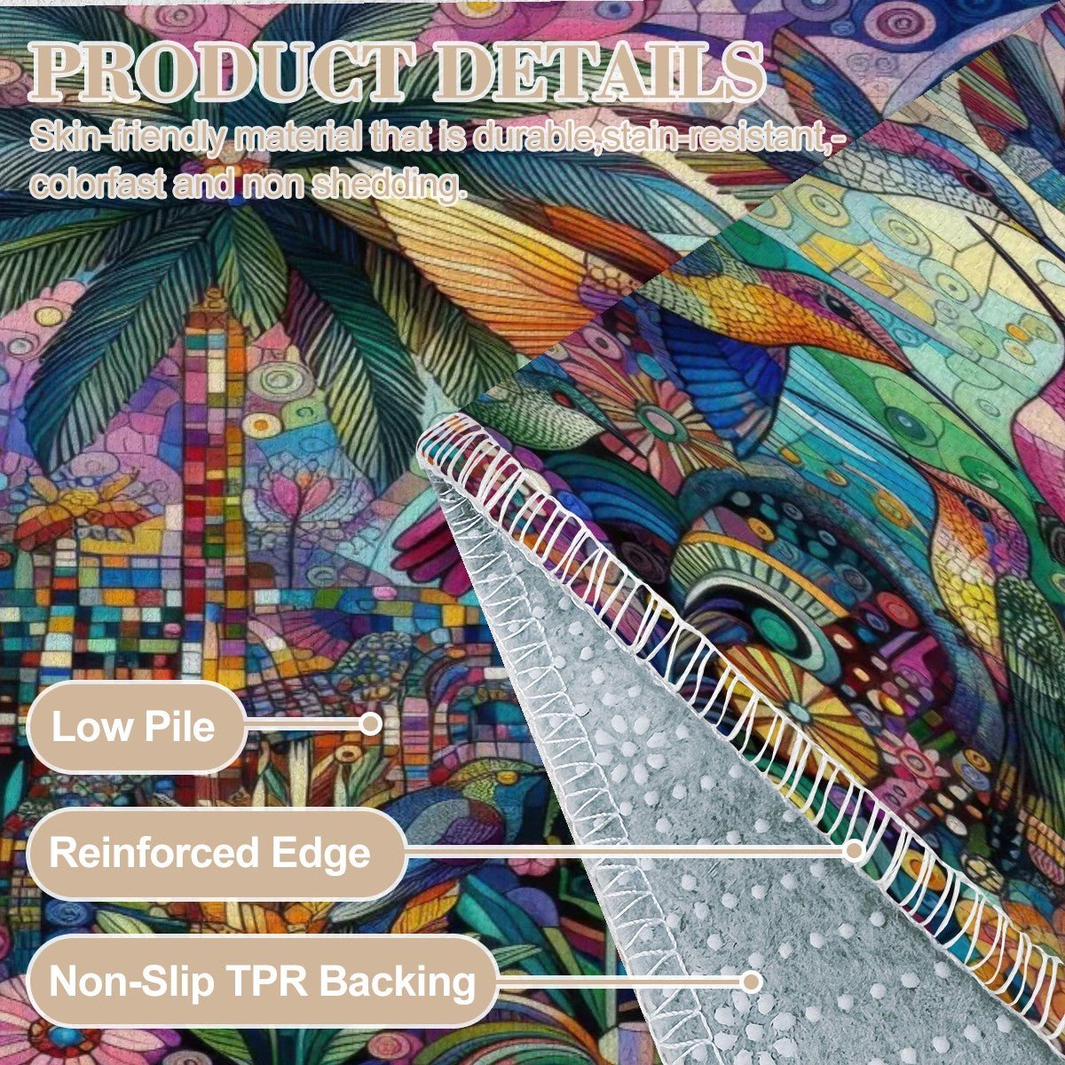 Hummingbird Kaleidoscope - Area Rug without Tassels (3:5) - Gregg Acini Adoree Designs - Rugs & Mats