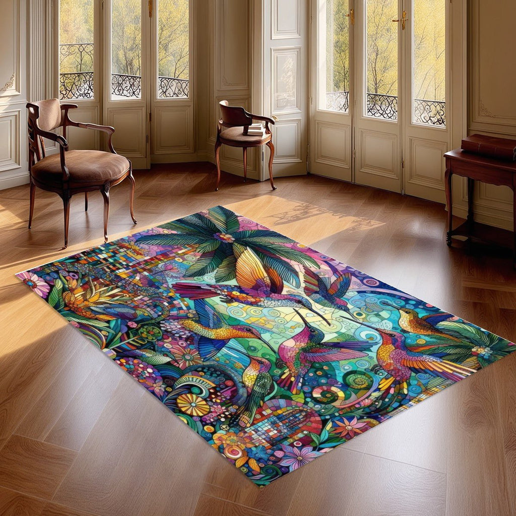 Hummingbird Kaleidoscope - Area Rug without Tassels (3:5) - Gregg Acini Adoree Designs - Rugs & Mats