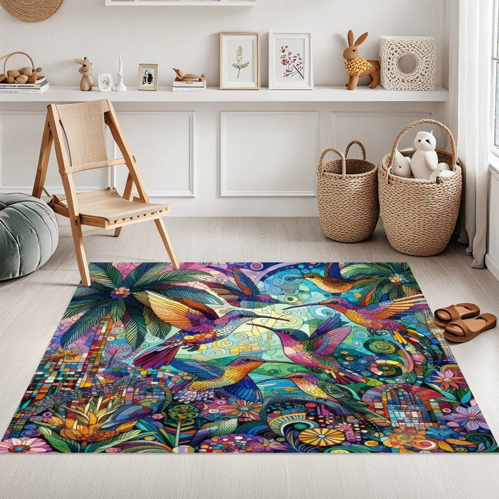 Hummingbird Kaleidoscope - Area Rug without Tassels (3:5) - Gregg Acini Adoree Designs - Rugs & Mats