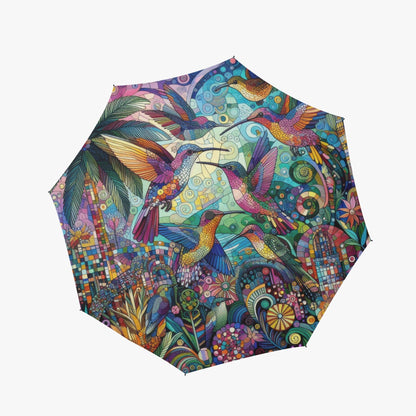 Hummingbird Kaleidoscope Automatic Folding Umbrella - Gregg Acini Adoree Designs - Umbrella