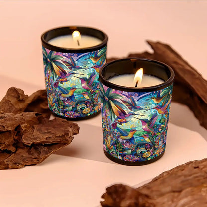 Hummingbird Kaleidoscope Black Jar Scented Candle (6oz) - Gregg Acini Adoree Designs - Candles