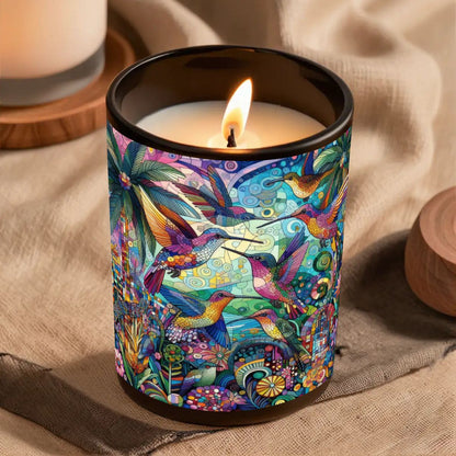 Hummingbird Kaleidoscope Black Jar Scented Candle (6oz) - Gregg Acini Adoree Designs - Candles