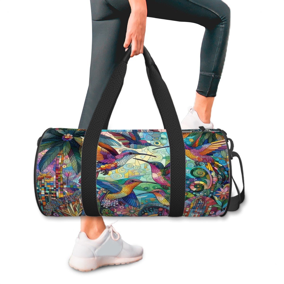 Hummingbird Kaleidoscope Cylinder Duffel Bag Large Capacity - Gregg Acini Adoree Designs - Luggage