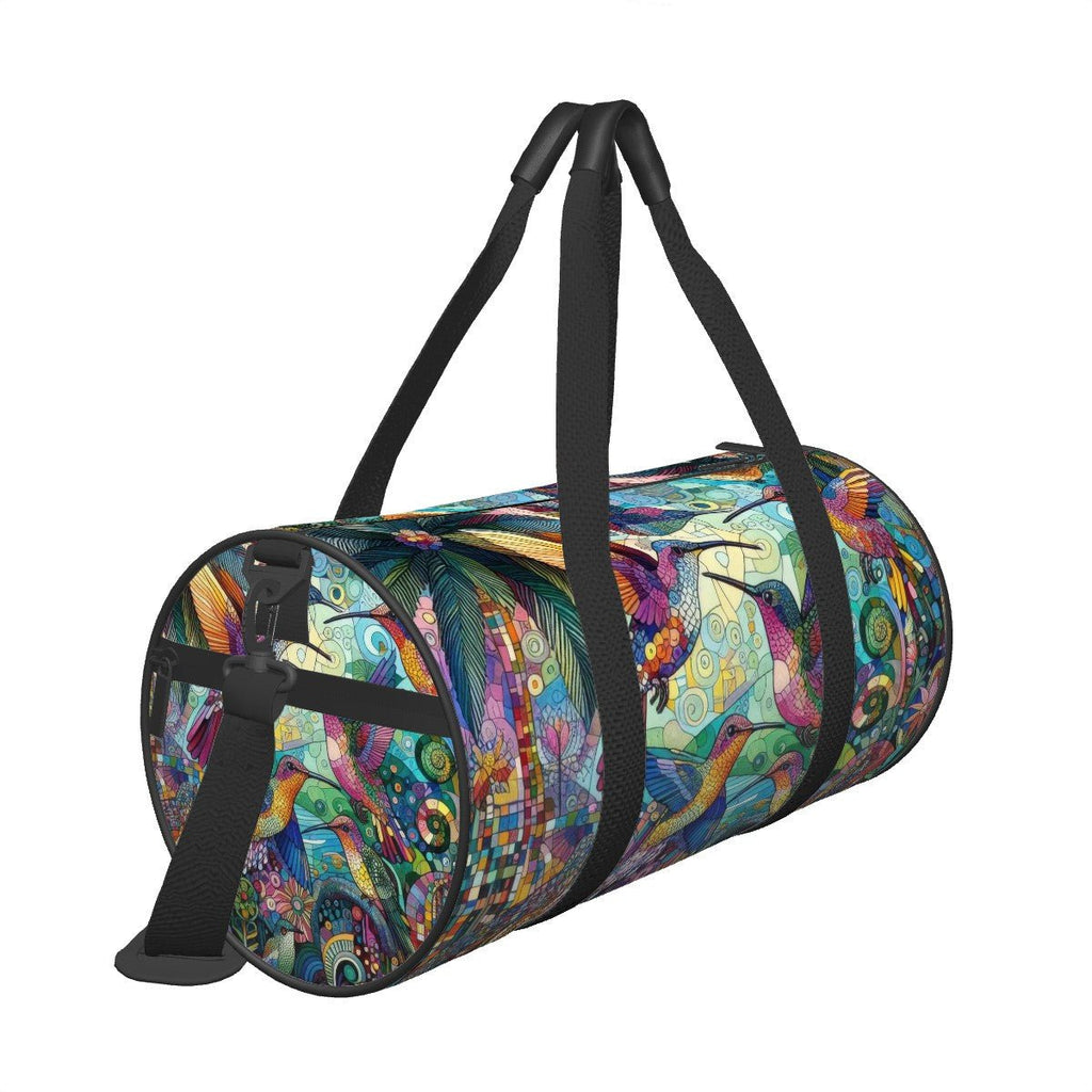 Hummingbird Kaleidoscope Cylinder Duffel Bag Large Capacity - Gregg Acini Adoree Designs - Luggage
