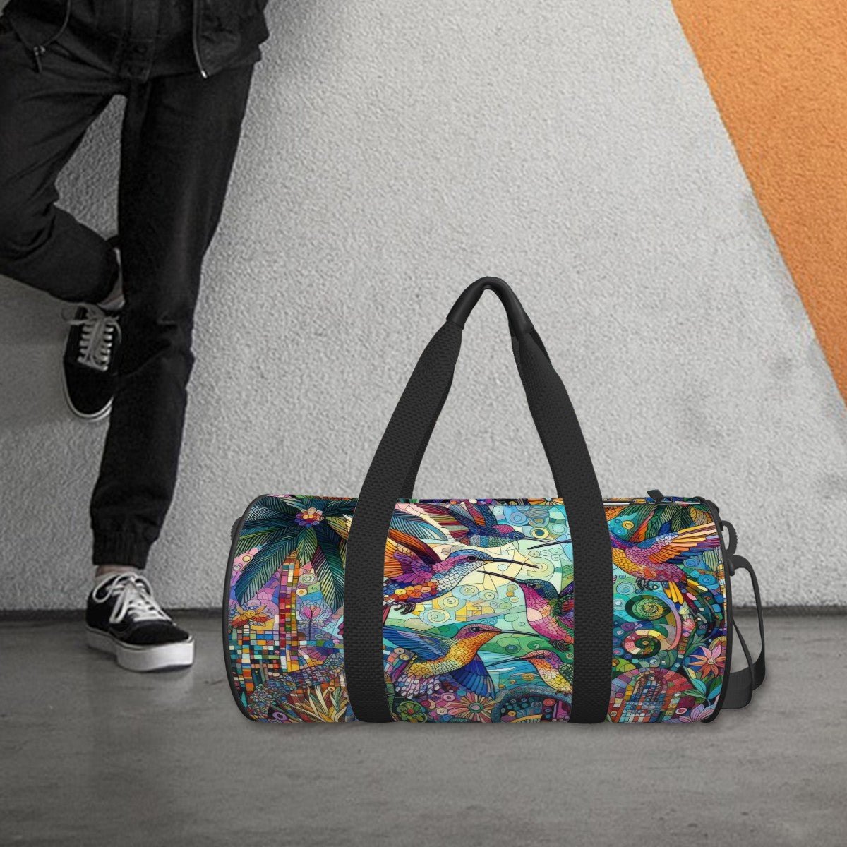 Hummingbird Kaleidoscope Cylinder Duffel Bag Large Capacity - Gregg Acini Adoree Designs - Luggage