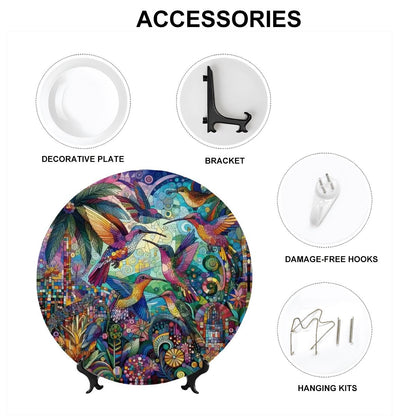 Hummingbird Kaleidoscope Decorative Plate - Gregg Acini Adoree Designs - Home Accessories
