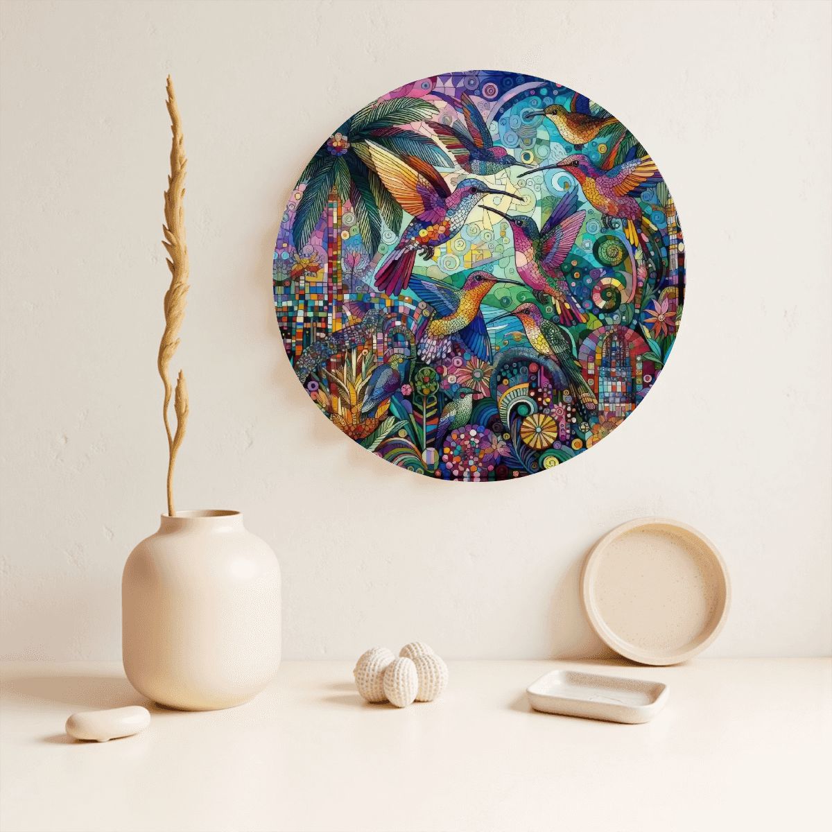 Hummingbird Kaleidoscope Decorative Plate - Gregg Acini Adoree Designs - Home Accessories