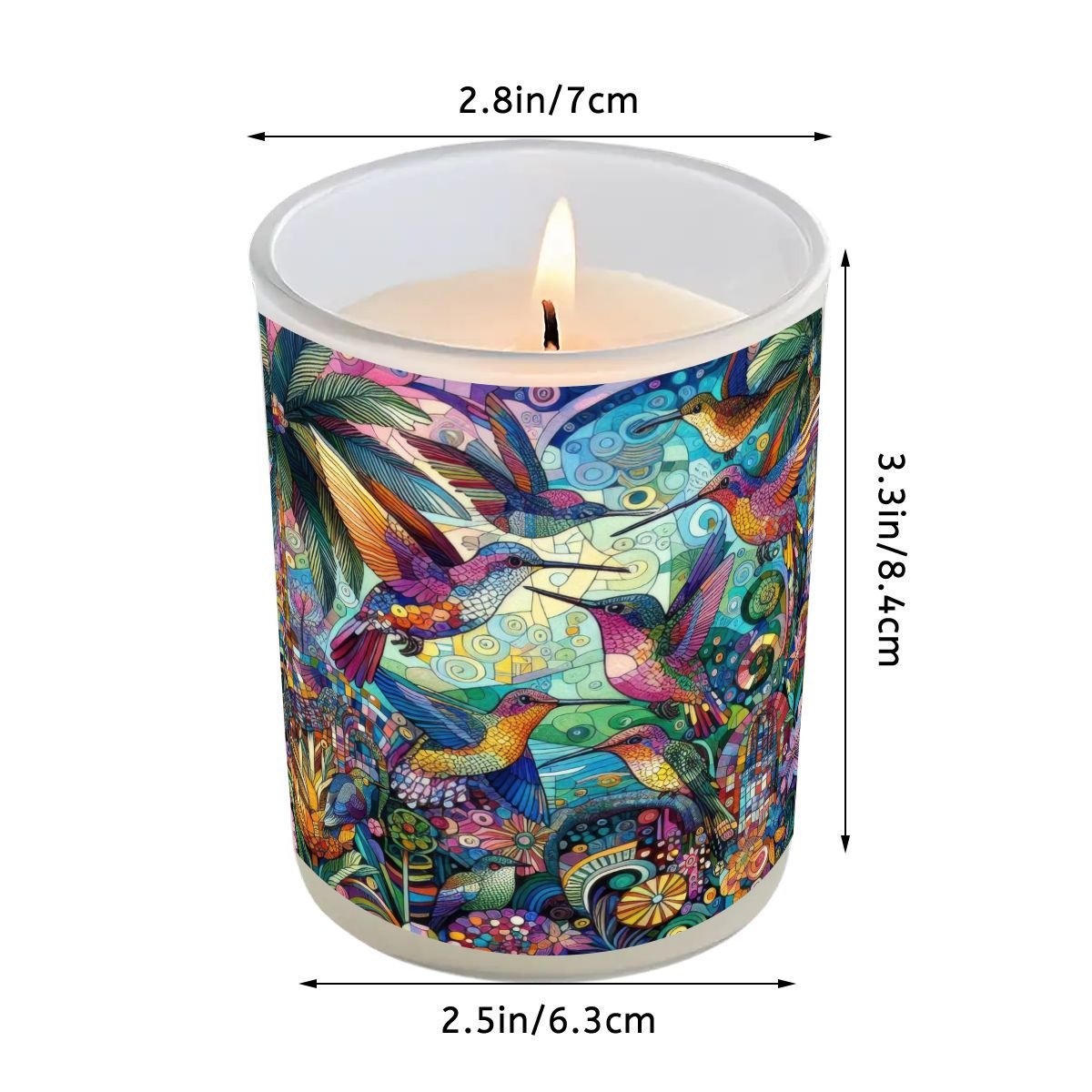 Hummingbird Kaleidoscope Frosted Jar Scented Candle with Lid (6oz) - Gregg Acini Adoree Designs - Candles