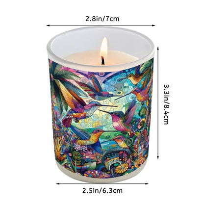 Hummingbird Kaleidoscope Frosted Jar Scented Candle with Lid (6oz) - Gregg Acini Adoree Designs - Candles