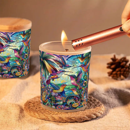 Hummingbird Kaleidoscope Frosted Jar Scented Candle with Lid (6oz) - Gregg Acini Adoree Designs - Candles