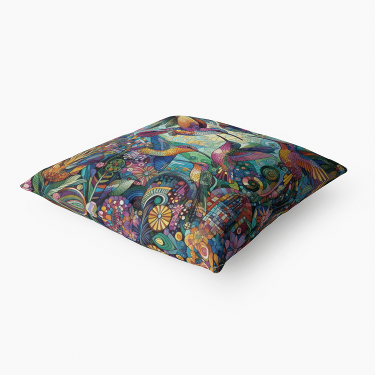 Hummingbird Kaleidoscope Home Goods Premium Hypoallergenic Throw Pillow - Gregg Acini Adoree Designs - Pillows & Covers