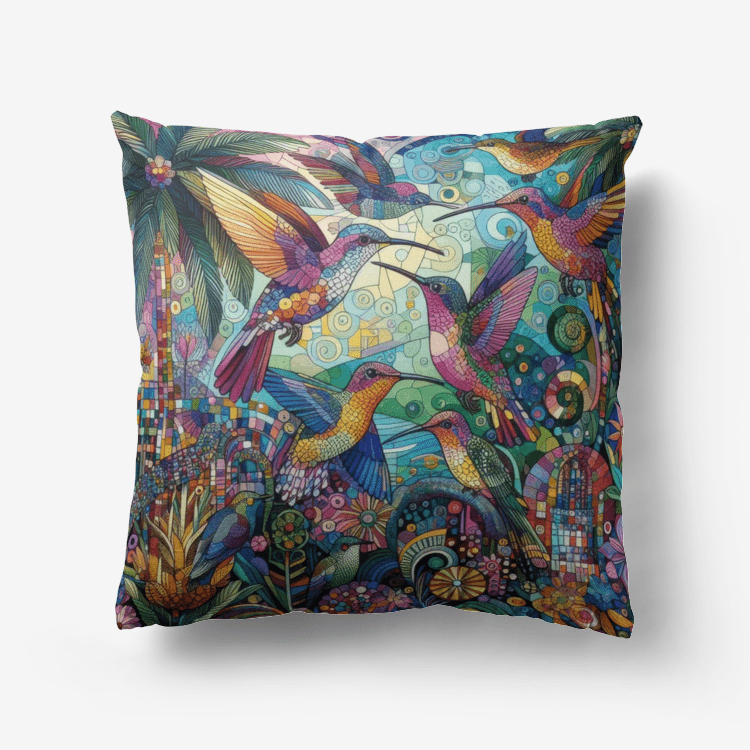 Hummingbird Kaleidoscope Home Goods Premium Hypoallergenic Throw Pillow - Gregg Acini Adoree Designs - Pillows & Covers