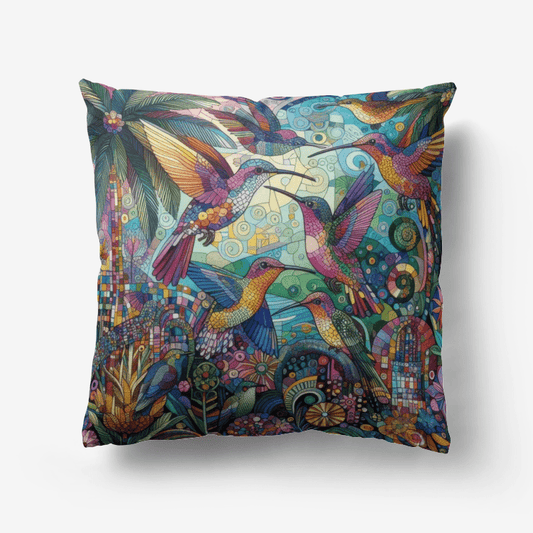 Hummingbird Kaleidoscope Home Goods Premium Hypoallergenic Throw Pillow - Gregg Acini Adoree Designs - Pillows & Covers