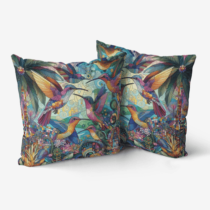 Hummingbird Kaleidoscope Home Goods Premium Hypoallergenic Throw Pillow - Gregg Acini Adoree Designs - Pillows & Covers