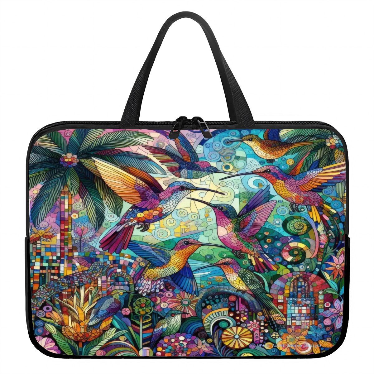 Hummingbird Kaleidoscope Laptop Bag - Gregg Acini Adoree Designs - Computer Bag