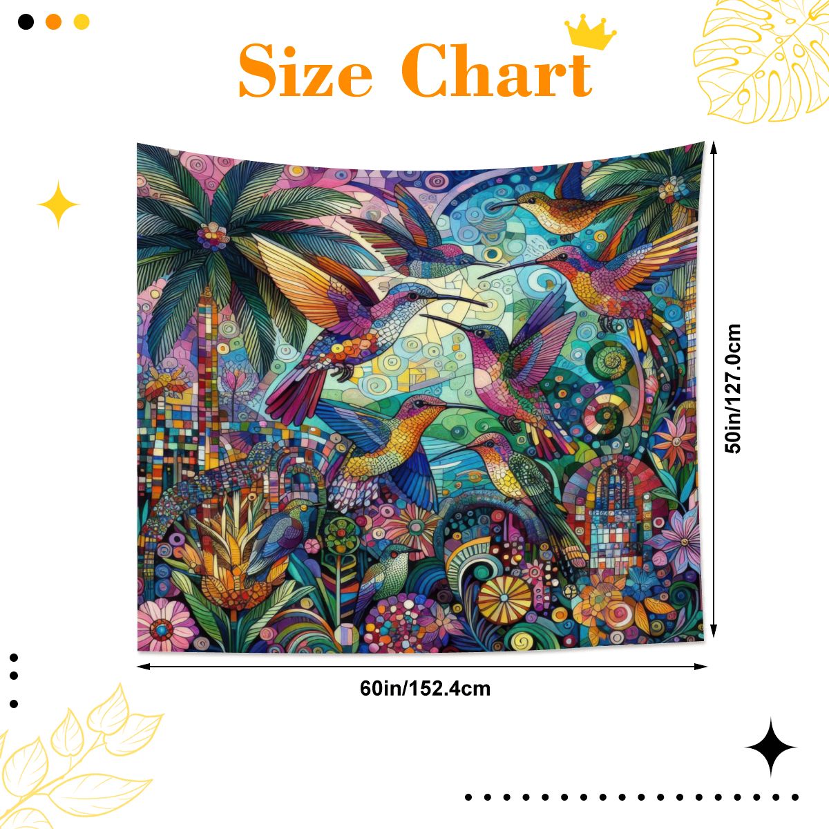 Hummingbird Kaleidoscope Lightweight Wall Tapestry (Fabric Wall Hanging - USA) - Gregg Acini Adoree Designs - Wall Coverings