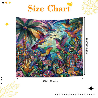Hummingbird Kaleidoscope Lightweight Wall Tapestry (Fabric Wall Hanging - USA) - Gregg Acini Adoree Designs - Wall Coverings