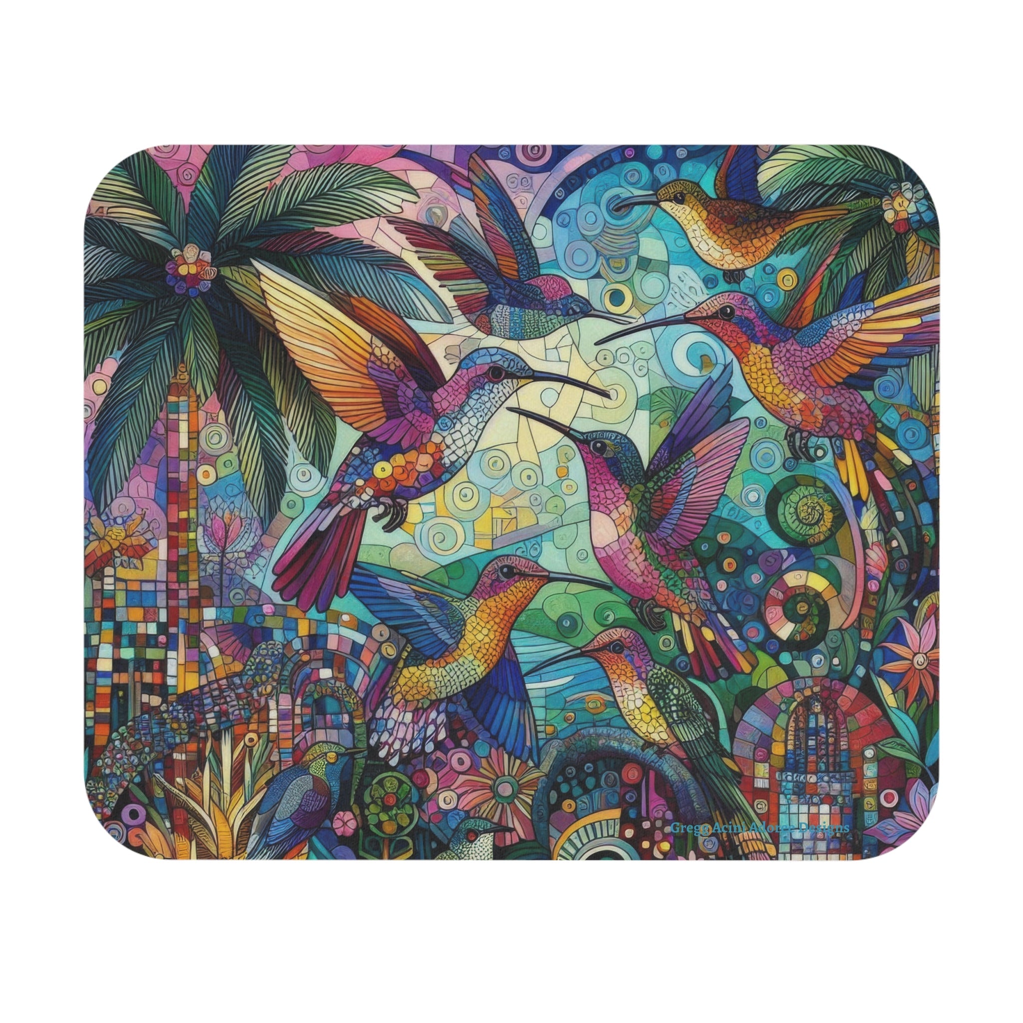 Hummingbird Kaleidoscope Mouse Pad - Gregg Acini Adoree Designs - Computer Accessories