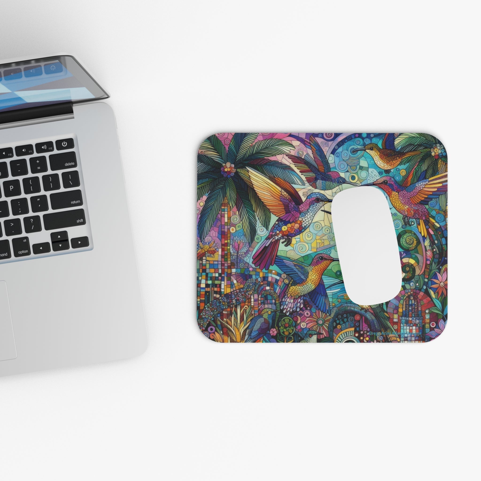 Hummingbird Kaleidoscope Mouse Pad - Gregg Acini Adoree Designs - Computer Accessories