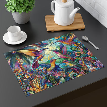 Hummingbird Kaleidoscope Placemat - Colorful Table Decor for Dining and Special Occasions - Gregg Acini Adoree Designs - Placemat