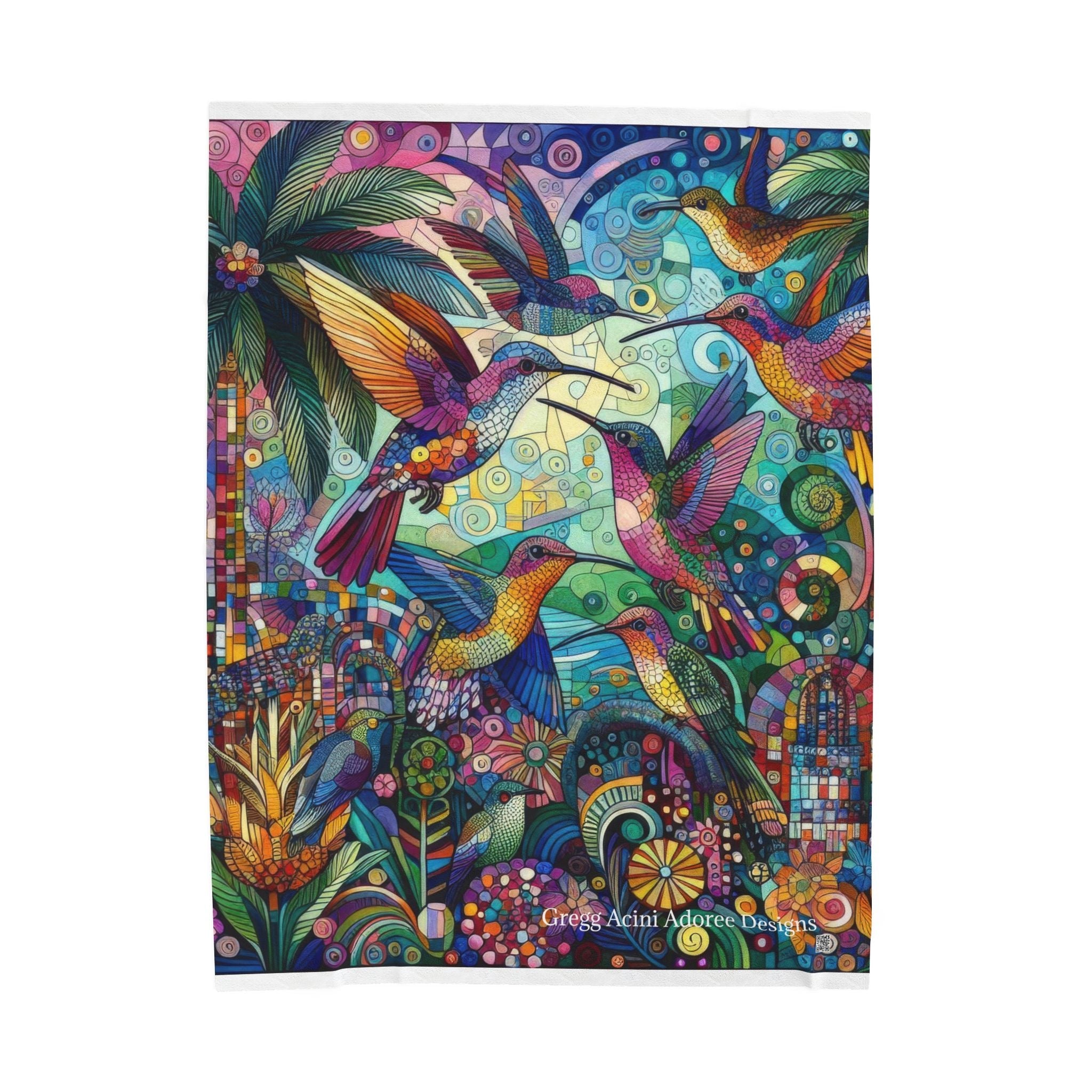 Hummingbird Kaleidoscope Plush Blanket by Gregg Acini Adoree Designs - Gregg Acini Adoree Designs - Blanket
