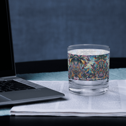 Hummingbird Kaleidoscope Rocks glass by Gregg Acini Adoree Designs - Gregg Acini Adoree Designs - Drinking Glass