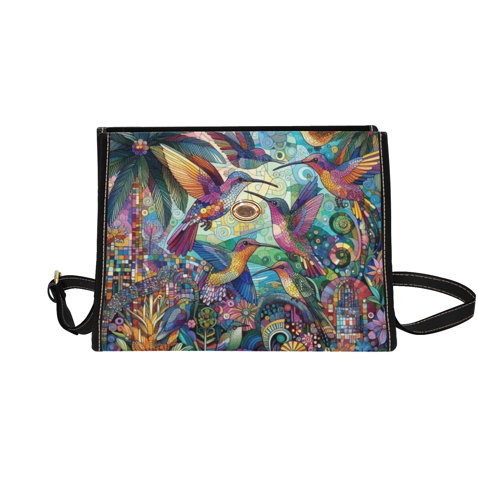 Hummingbird Kaleidoscope Satchel Waterproof Canvas Bag - Gregg Acini Adoree Designs - Satchel