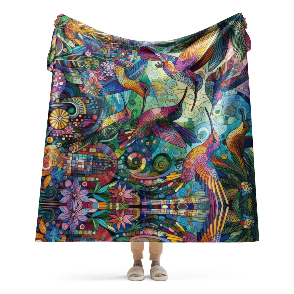 Hummingbird Kaleidoscope Sherpa blanket - Gregg Acini Adoree Designs -