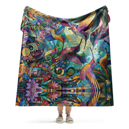 Hummingbird Kaleidoscope Sherpa blanket - Gregg Acini Adoree Designs -