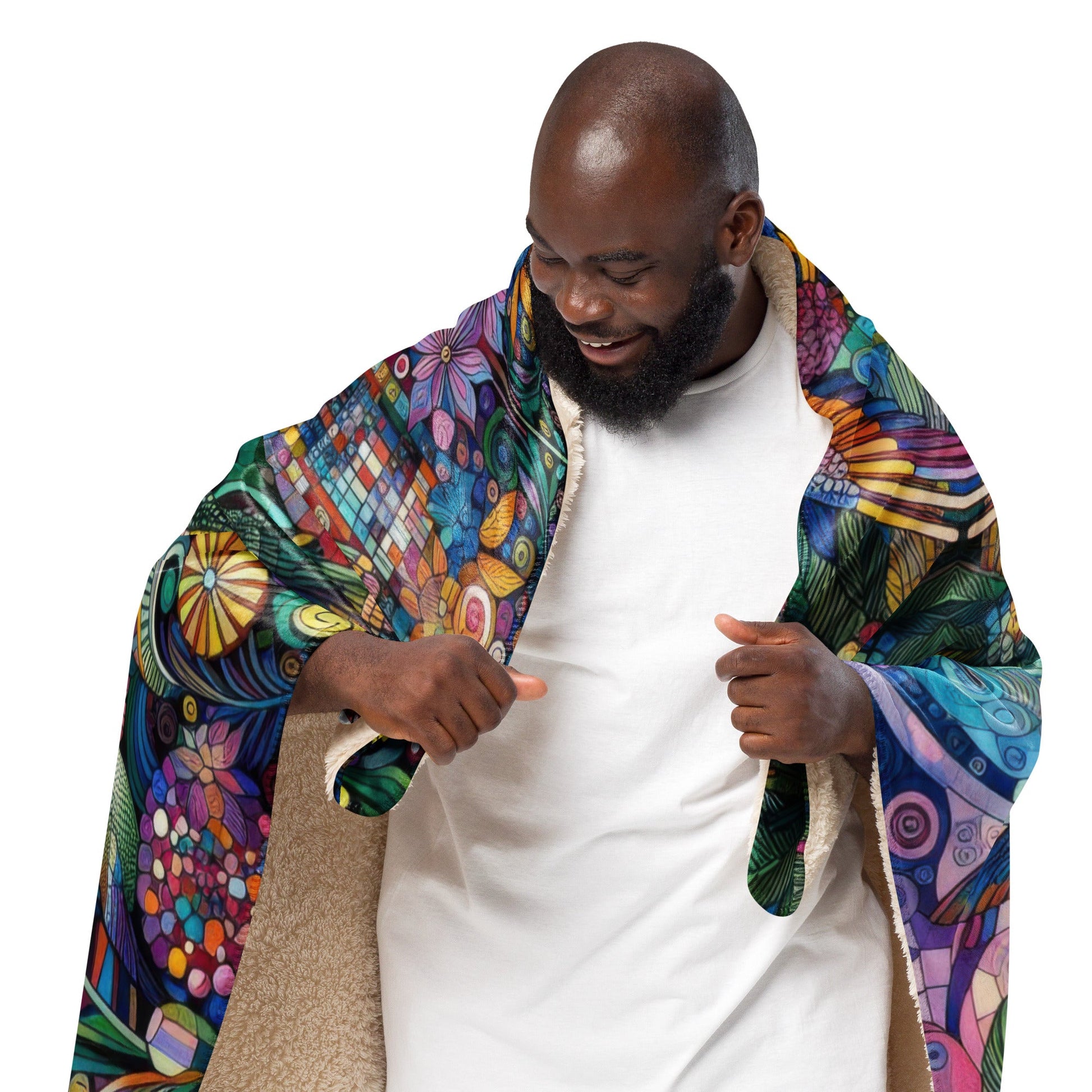 Hummingbird Kaleidoscope Sherpa blanket - Gregg Acini Adoree Designs -