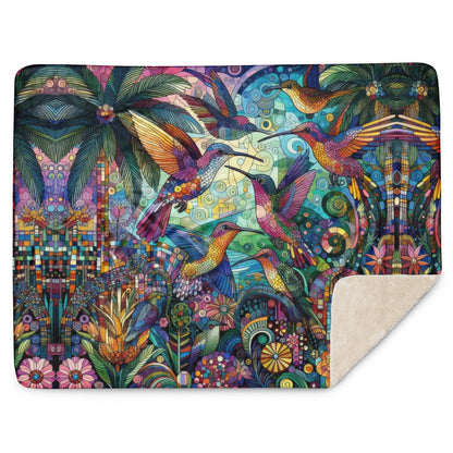Hummingbird Kaleidoscope Sherpa blanket - Gregg Acini Adoree Designs -