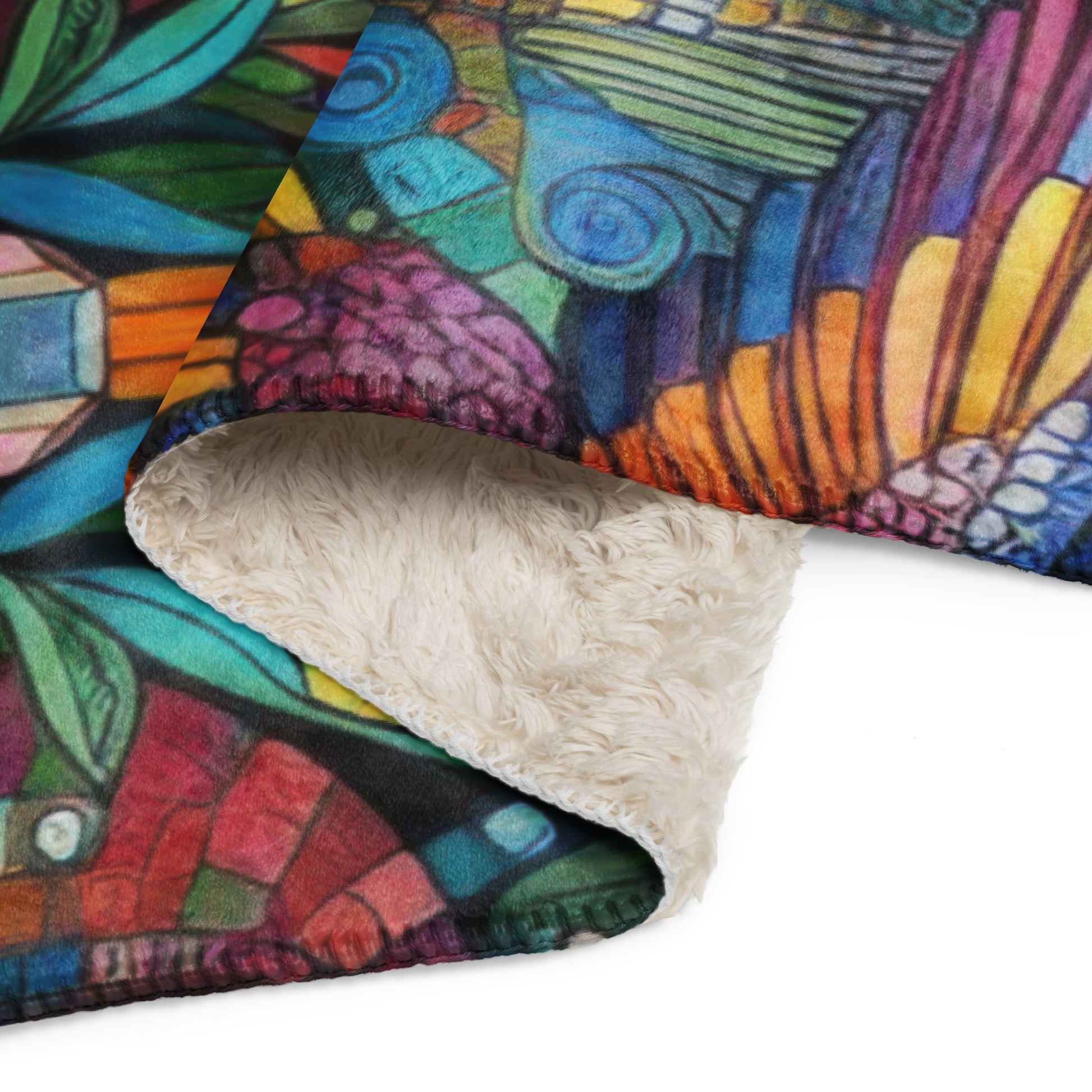 Hummingbird Kaleidoscope Sherpa blanket - Gregg Acini Adoree Designs -