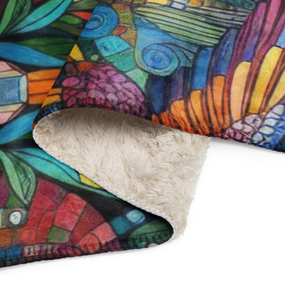 Hummingbird Kaleidoscope Sherpa blanket - Gregg Acini Adoree Designs -