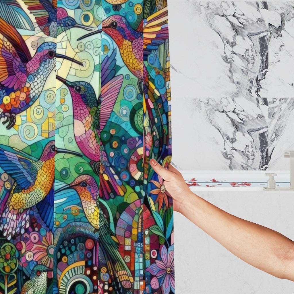 Hummingbird Kaleidoscope Shower Curtain - Gregg Acini Adoree Designs - shower curtain
