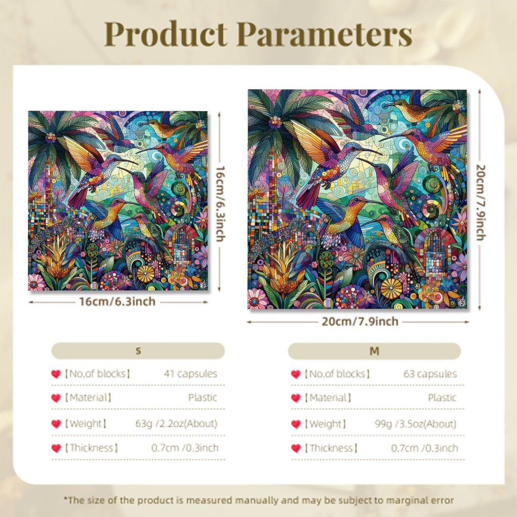 Hummingbird Kaleidoscope Square Building Block Picture Puzzle - Gregg Acini Adoree Designs - Puzzle