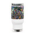 Hummingbird Kaleidoscope Stainless Steel Travel Mug - 14oz Handle Design - Gregg Acini Adoree Designs - Mug