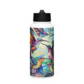 Hummingbird Kaleidoscope Stainless steel water bottle with a straw lid - Gregg Acini Adoree Designs - water bottle