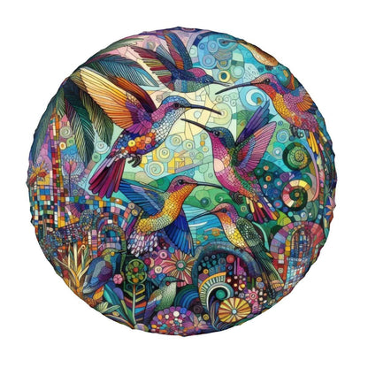 Hummingbird Kaleidoscope - Thickened Spare Tire Cover - Gregg Acini Adoree Designs - Spare Tire Cover