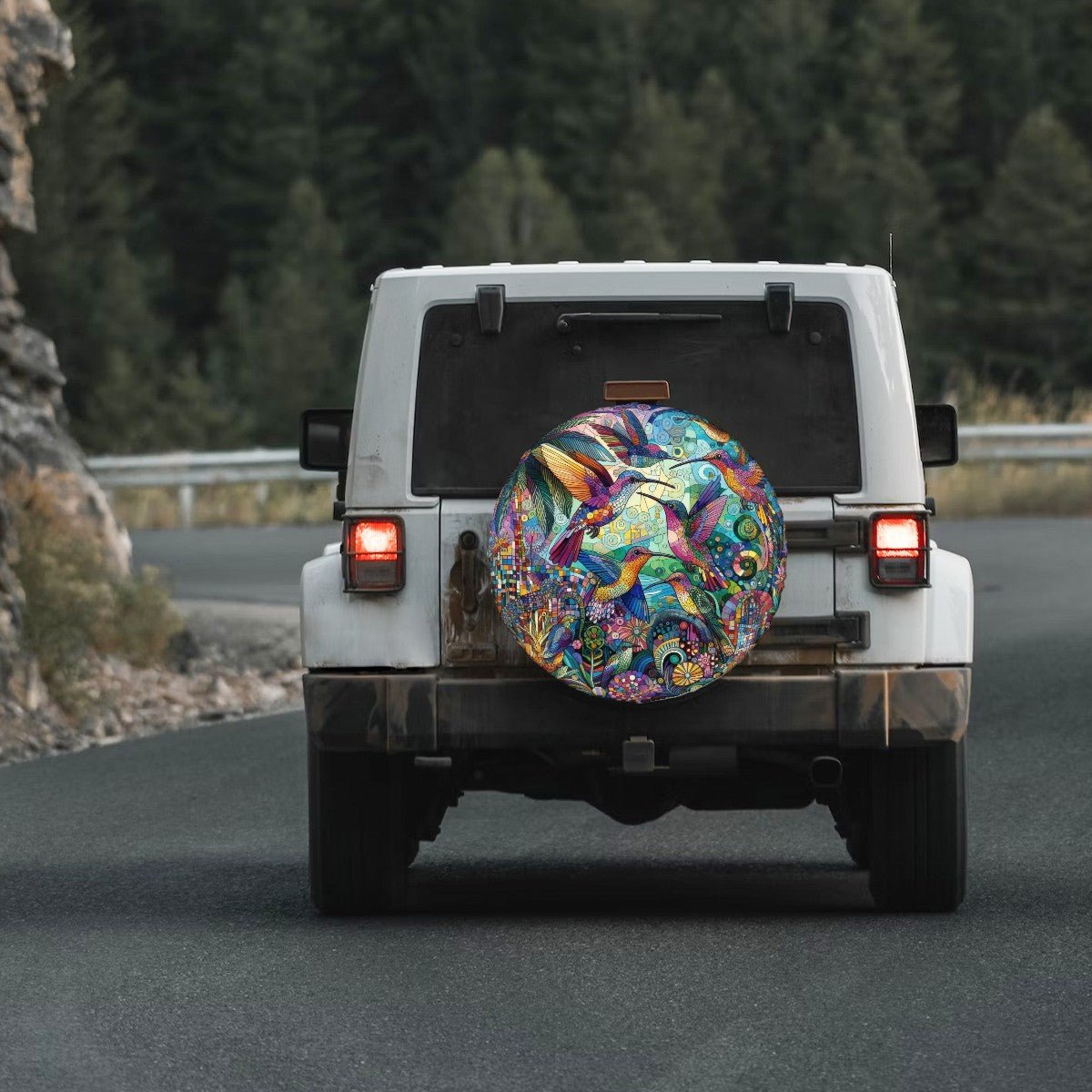 Hummingbird Kaleidoscope - Thickened Spare Tire Cover - Gregg Acini Adoree Designs - Spare Tire Cover