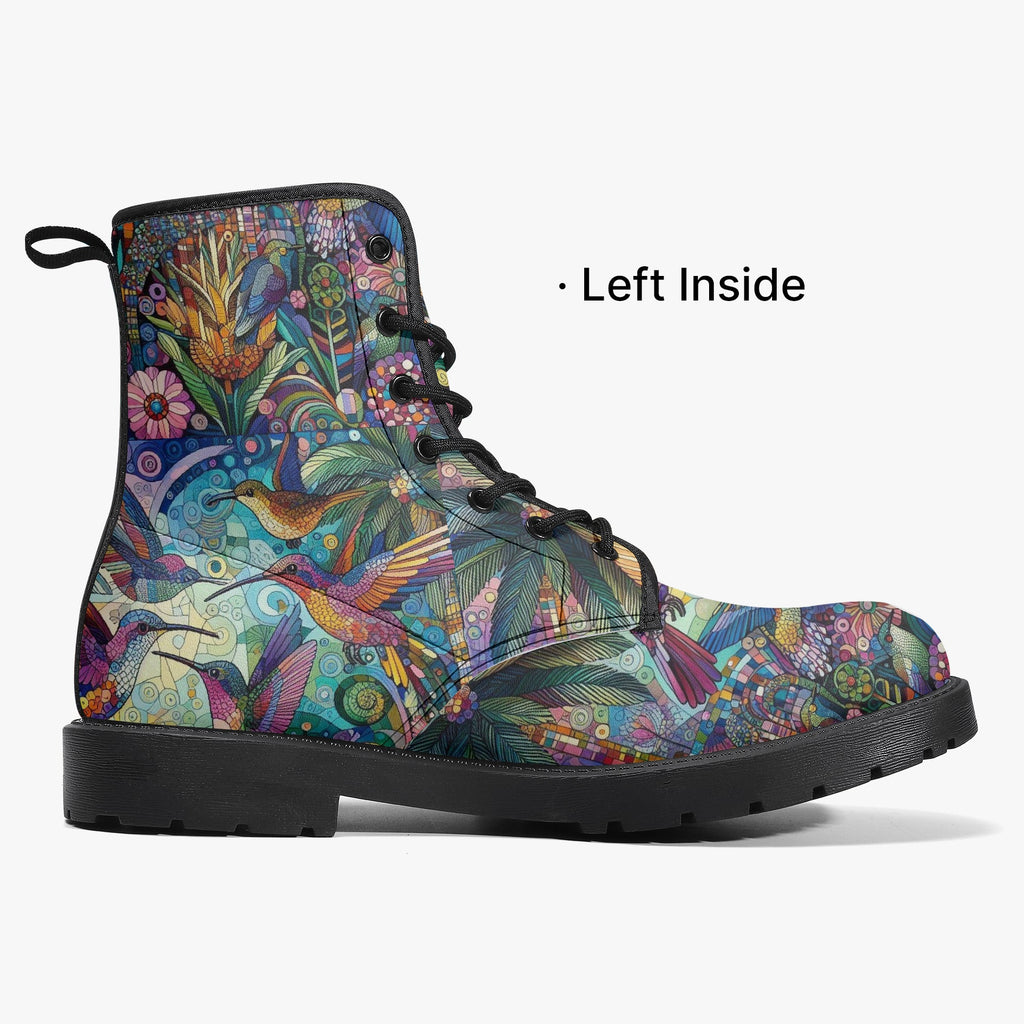 Hummingbird Kaleidoscope Trendy Leather Boots - Gregg Acini Adoree Designs - Boots