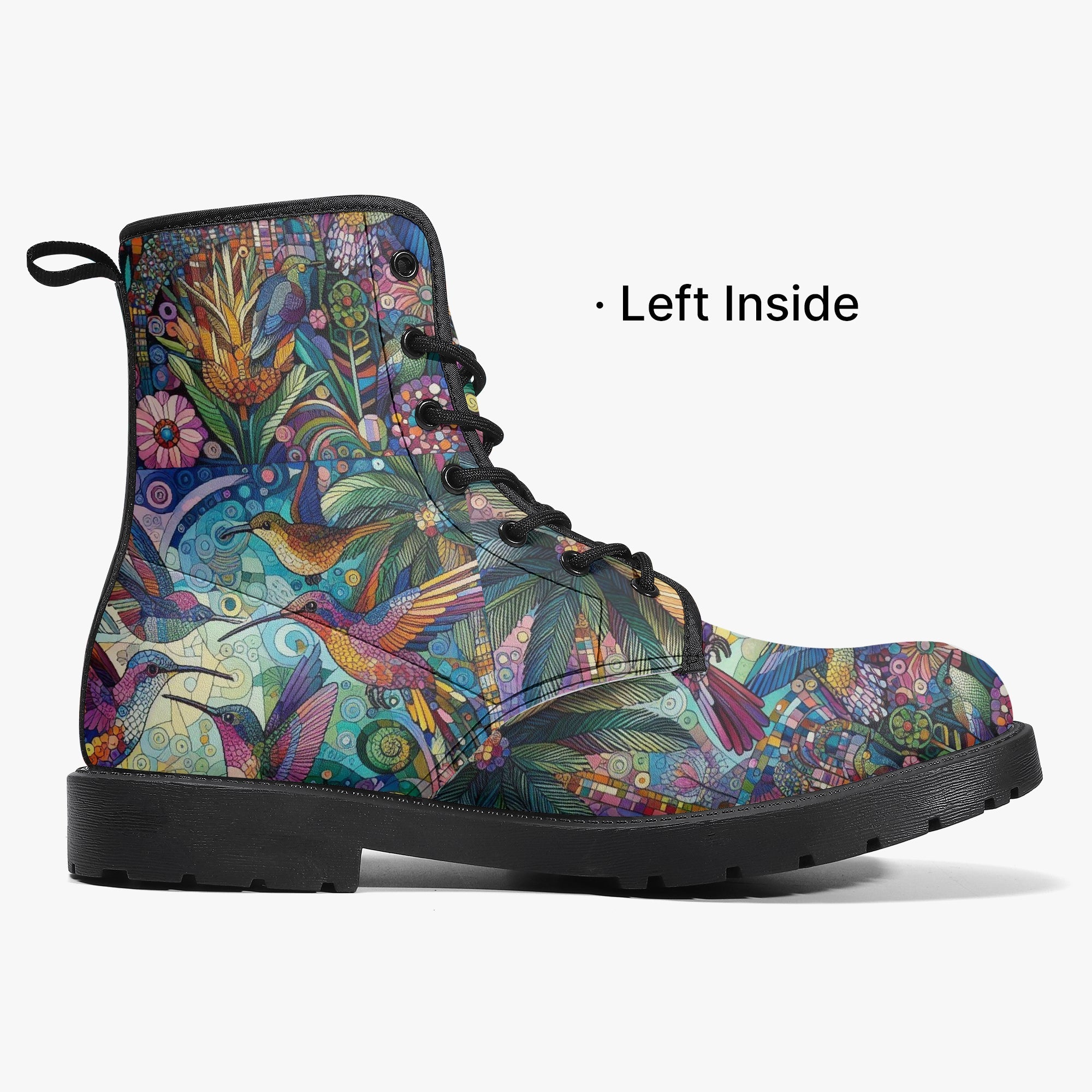 Hummingbird Kaleidoscope Trendy Leather Boots - Gregg Acini Adoree Designs - Boots