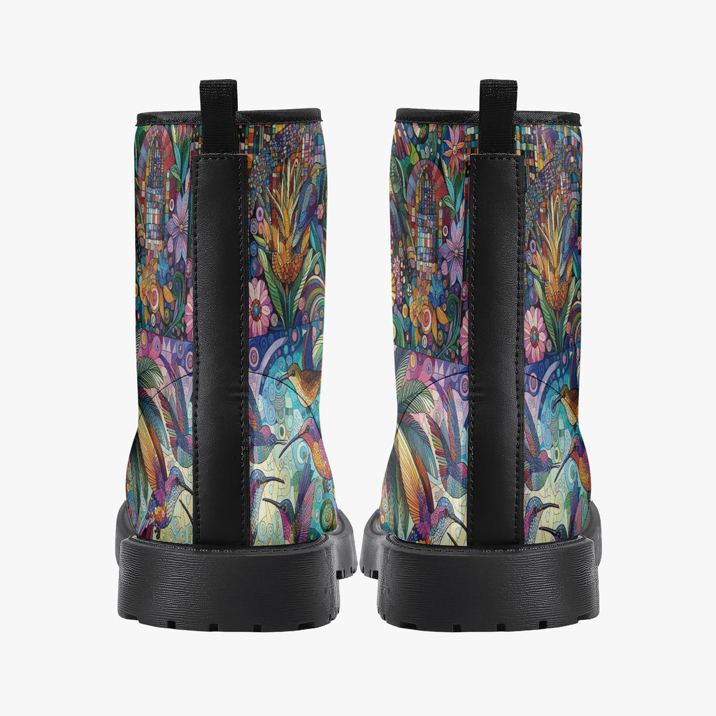 Hummingbird Kaleidoscope Trendy Leather Boots - Gregg Acini Adoree Designs - Boots