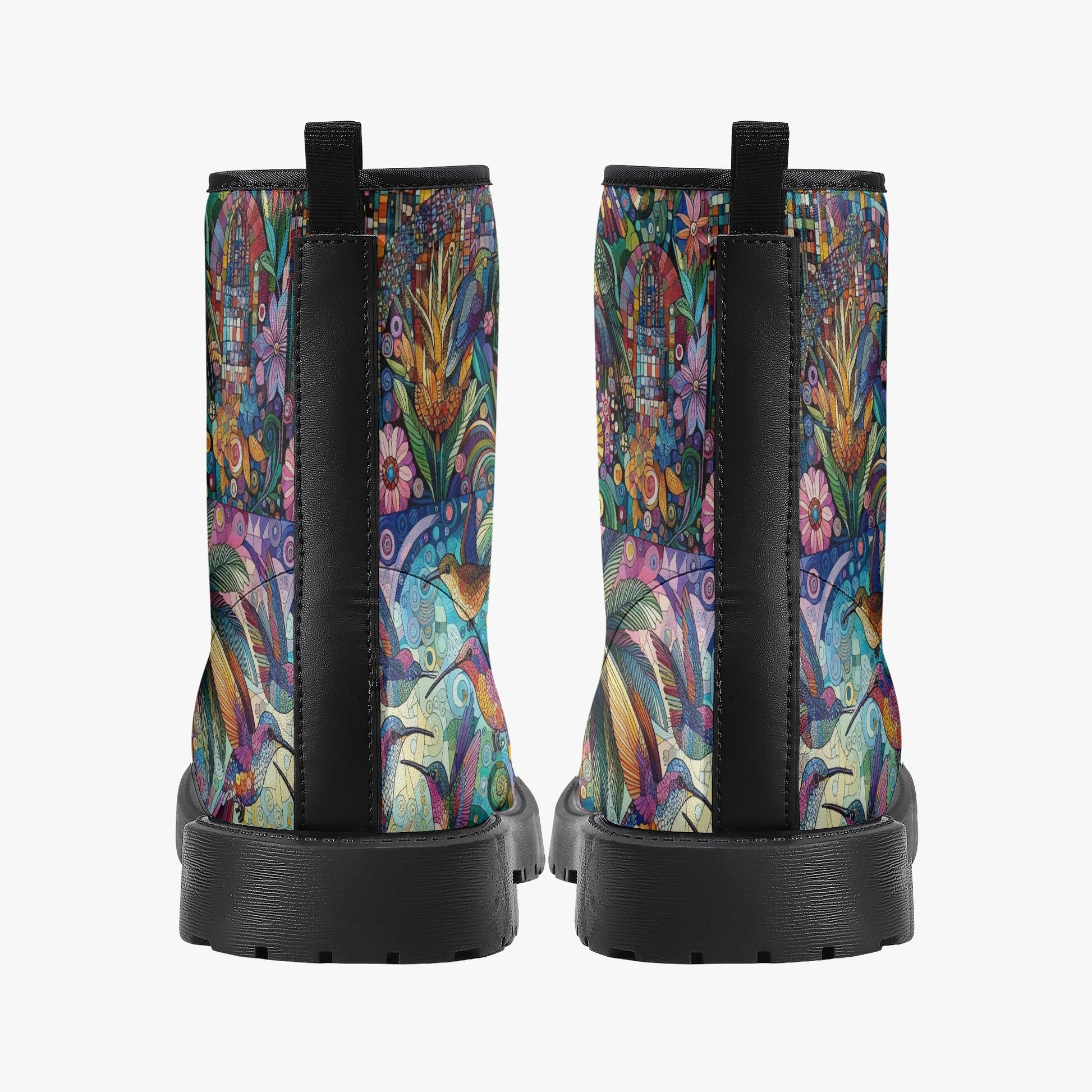 Hummingbird Kaleidoscope Trendy Leather Boots - Gregg Acini Adoree Designs - Boots